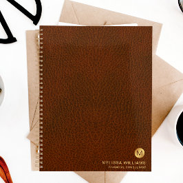 Classy Grown Leather Texture Monogram Initialen Planner