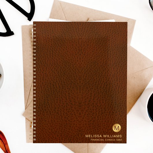 Classy Grown Leather Texture Monogram Initialen Planner