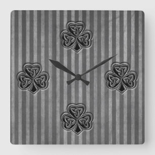 Classy grundge Irish met geluk shamrock Vierkante Klok