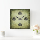 Classy grundge Irish met geluk shamrock Vierkante Klok (Huis)