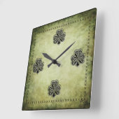 Classy grundge Irish met geluk shamrock Vierkante Klok (Hoek)