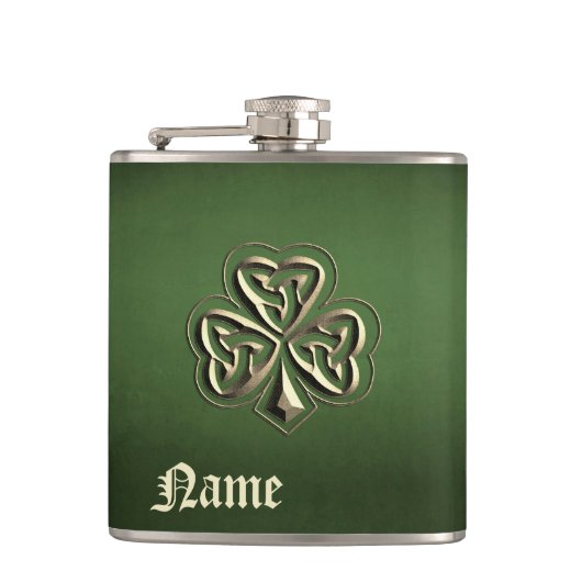 Classy grunge Irish Gelukkig shamrock personalized Heupfles (Voorkant)