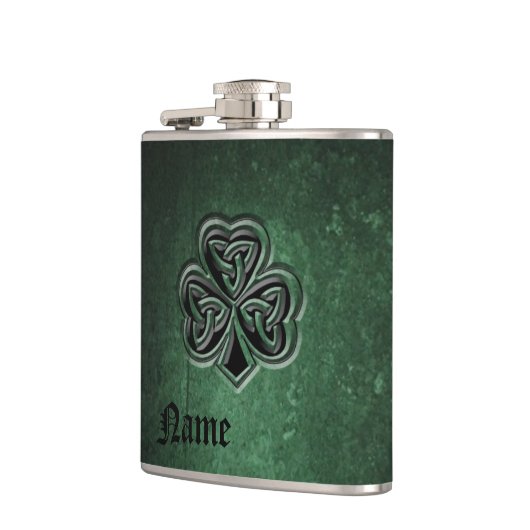 Classy grunge Irish geluksshamrock gepersonaliseer Heupfles (Links)