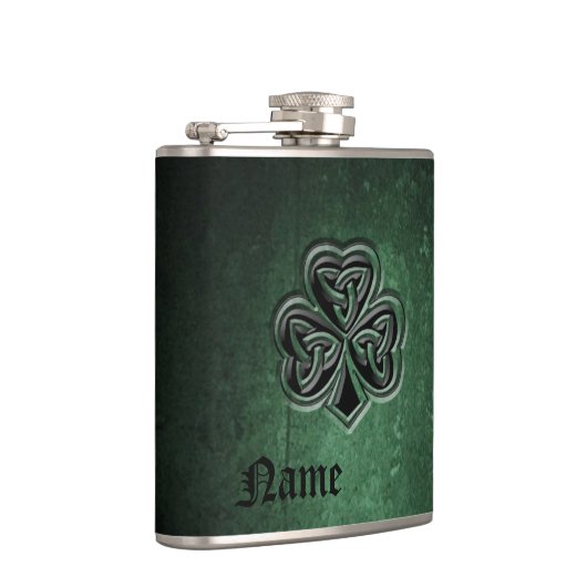 Classy grunge Irish geluksshamrock gepersonaliseer Heupfles (Rechts)