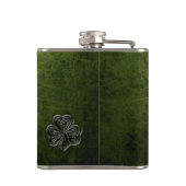 Classy grunge Irish geluksshamrock gepersonaliseer Heupfles (Achterkant)