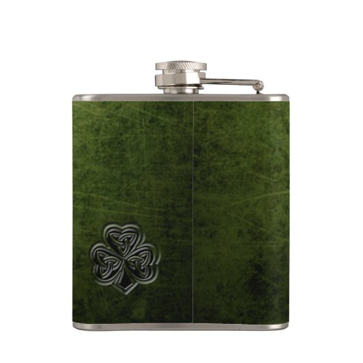 Classy grunge Irish geluksshamrock gepersonaliseer Heupfles (Achterkant)