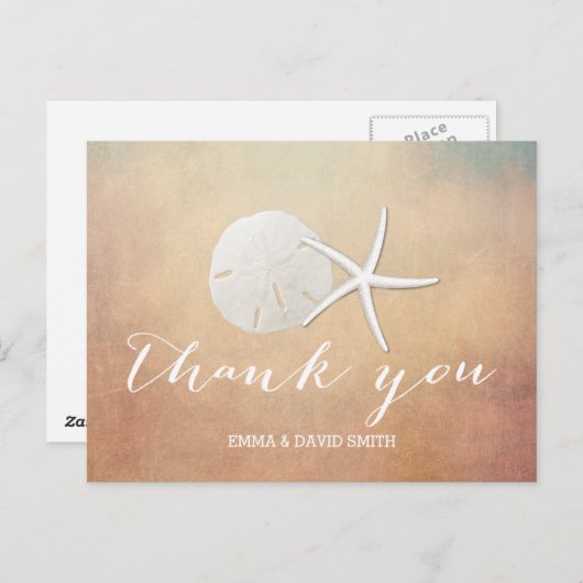 Classy Grunge Starfish & Sand Dollar Bedankt Briefkaart (Voorkant / Achterkant)