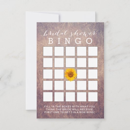 Classy Grunge Sunflower Vrijgezellenfeest Bingo Ca Kaart (Voorkant)