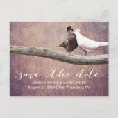 Classy Grunge Wedding Birds Save the Date Aankondigingskaart (Voorkant)
