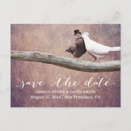Classy Grunge Wedding Birds Save the Date Aankondigingskaart