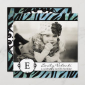 Classy Grunge Zebra Birthday Party Invitation Kaart (Voorkant / Achterkant)
