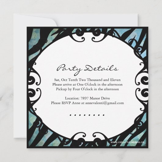 Classy Grunge Zebra Birthday Party Invitation Kaart (Achterkant)