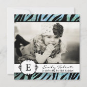 Classy Grunge Zebra Birthday Party Invitation Kaart (Voorkant)