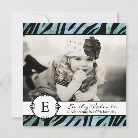 Classy Grunge Zebra Birthday Party Invitation Kaart (Voorkant)