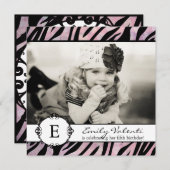 Classy Grunge Zebra Birthday Party Invitation Kaart (Voorkant / Achterkant)