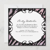 Classy Grunge Zebra Birthday Party Invitation Kaart (Achterkant)
