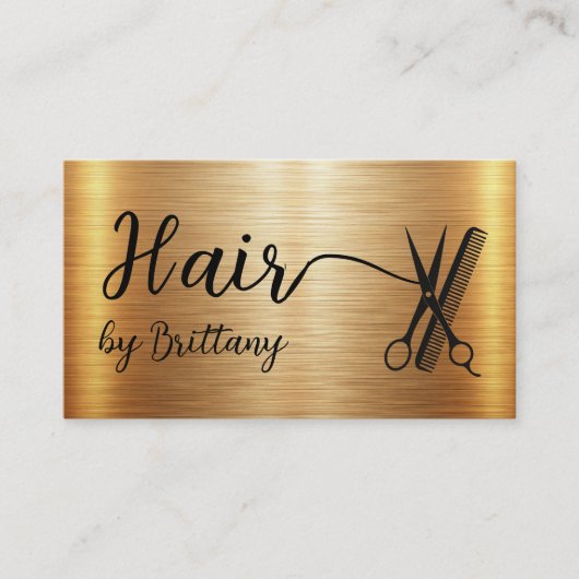 Classy Haarstylist Gold Tone Glitzy Design Visitekaartje (Voorkant)