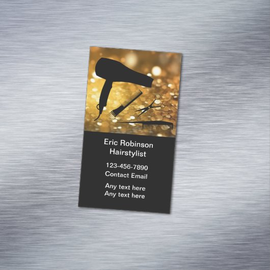 Classy Haarstylist Trendy Magnetische Visitekaartj Magnetisch Visitekaartje (Voorbeeld)