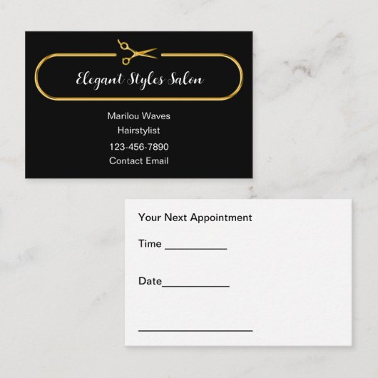 Classy Hair Salon Appointment Business Cards Visitekaartje (Voorkant / Achterkant)