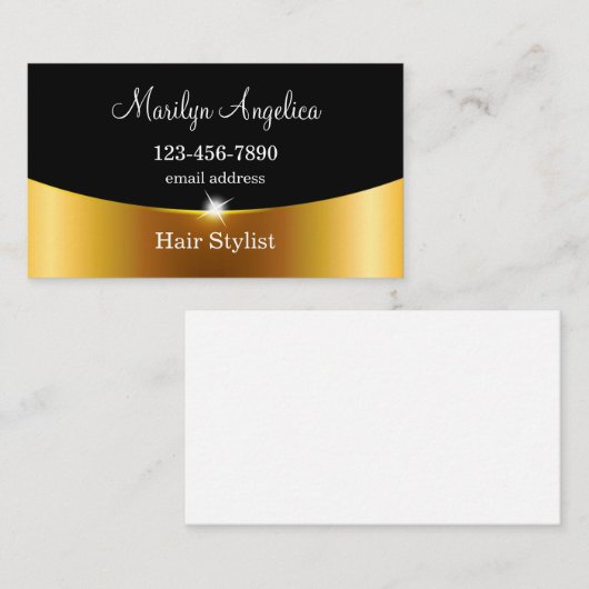 Classy Hair Stylist Simple Glitzy Visitekaartjes (Voorkant / Achterkant)