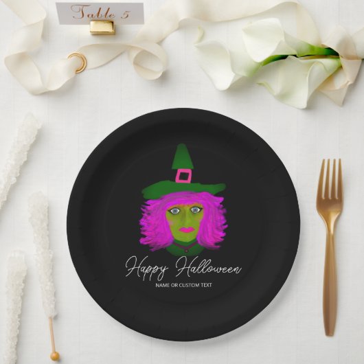 Classy Halloween Glam Witch Party - Gepersonalisee Papieren Bordje (Huwelijk)