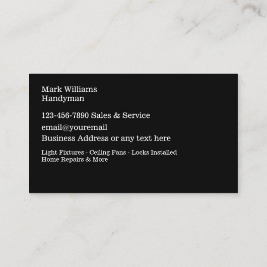 Classy Hammer Emblem Handyman Visitekaartjes (Achterkant)