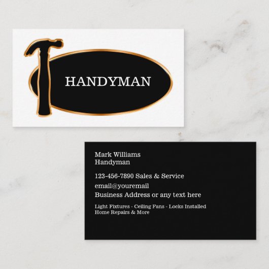 Classy Hammer Emblem Handyman Visitekaartjes (Voorkant / Achterkant)
