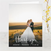 Classy Hand geschreven dank u | Trouwfoto Kaart (Gele Bloem)