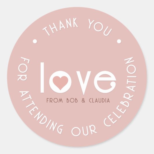 Classy Handgemaakt met Love Roos Gold met hart Ronde Sticker (Voorkant)