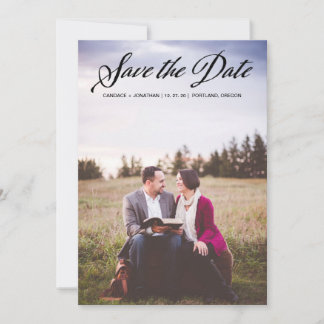 Classy handgeschreven kalligrafie foto Sla de datu Save The Date