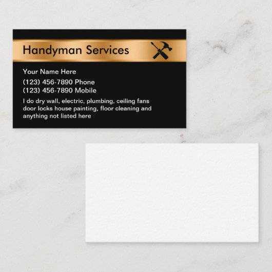 Classy Handyman Services Visitekaartje (Voorkant / Achterkant)