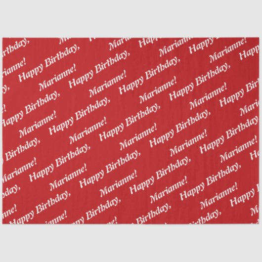 Classy Happy Birthday Name Red Tissue Paper Tissuepapier (Voorkant)