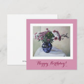 Classy Happy Birthday  roze bloemen fine art (Voorkant / Achterkant)