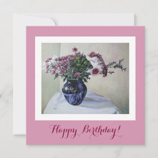 Classy Happy Birthday roze bloemen fine art