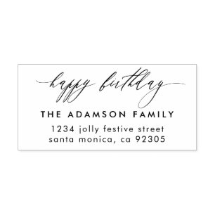 Classy Happy Birthday Script Familie Retouradres Zelfinktende Stempel