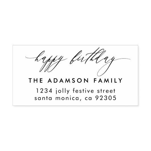 Classy Happy Birthday Script Familie Retouradres Zelfinktende Stempel (Design)