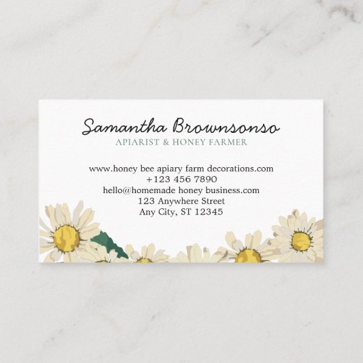 Classy Heart Daisy Flowers Apiary Honey Bee Visitekaartje (Achterkant)