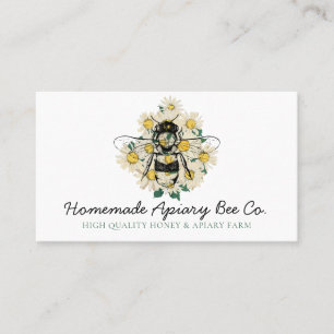 Classy Heart Daisy Flowers Apiary Honey Bee Visitekaartje