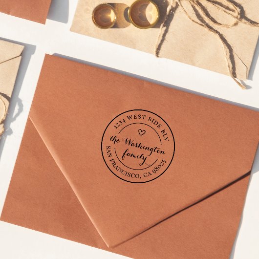 Classy Heart Logo Naam Ronde Return-adres Zelfinktende Stempel