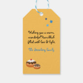Classy Hebreeuws Chanoeka Menorah Dreidel & Donuts Cadeaulabel (Achterkant)