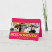 Classy Helder Roze Beste Mam Ooit 2 Fotocollage Folie Wenskaart (Voorkant)