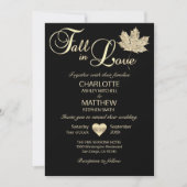 Classy HERFST IN LIEFDE Zwart Goud Maple Leaf Wedd Kaart (Voorkant)