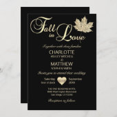 Classy HERFST IN LIEFDE Zwart Goud Maple Leaf Wedd Kaart (Voorkant / Achterkant)