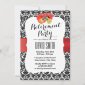 Classy Hibiscus en Ukulele Damask Retirement Party Kaart (Voorkant)