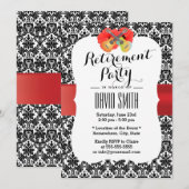 Classy Hibiscus en Ukulele Damask Retirement Party Kaart (Voorkant / Achterkant)