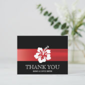 Classy Hibiscus Red Ribbon bruiloft Bedankt Briefkaart (Staand voorkant)