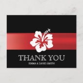 Classy Hibiscus Red Ribbon bruiloft Bedankt Briefkaart (Voorkant)