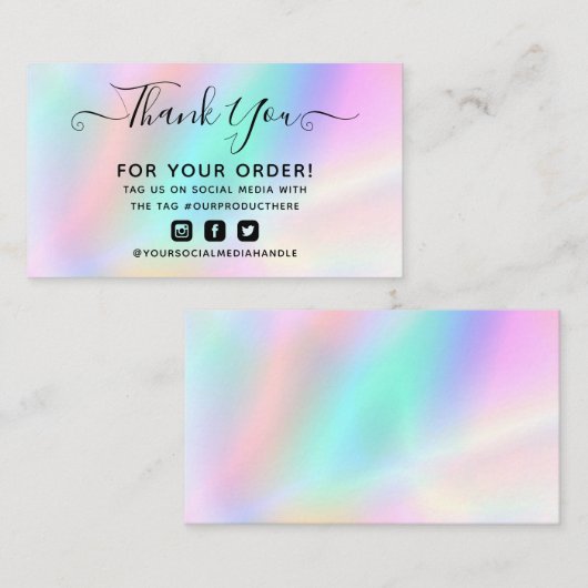 Classy holografisch bedankt elegant visitekaartje (Voorkant / Achterkant)