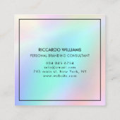 Classy holographic glitter elegant script busjes vierkante visitekaartje (Achterkant)