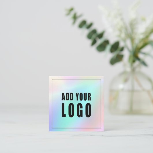 Classy holographic glitter elegant script busjes vierkante visitekaartje (Staand voorkant)